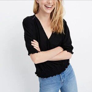 Madewell Black Clipdot Crossover Crop Top